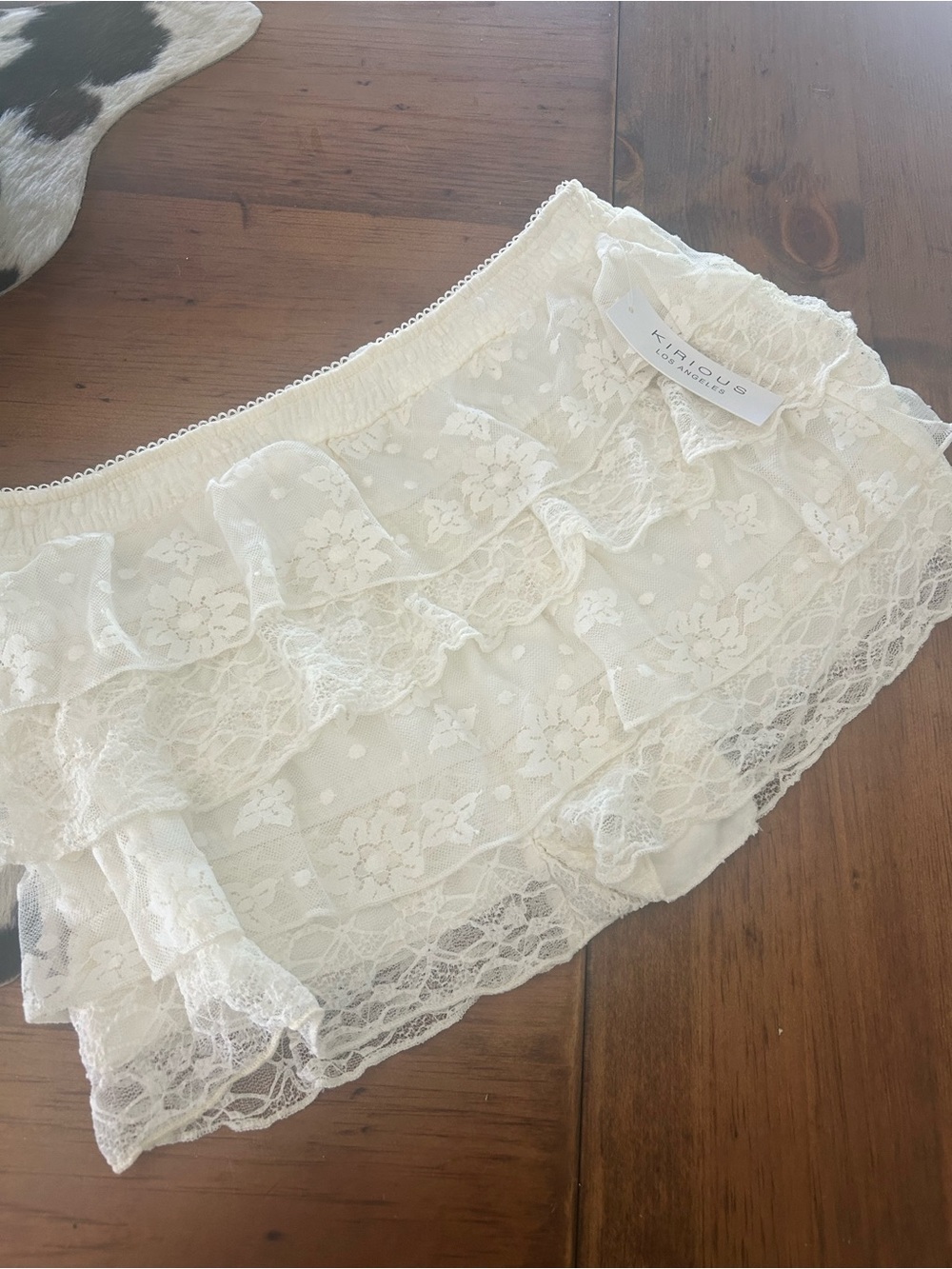 Kittou White Lace Ruffle Hipster Panty